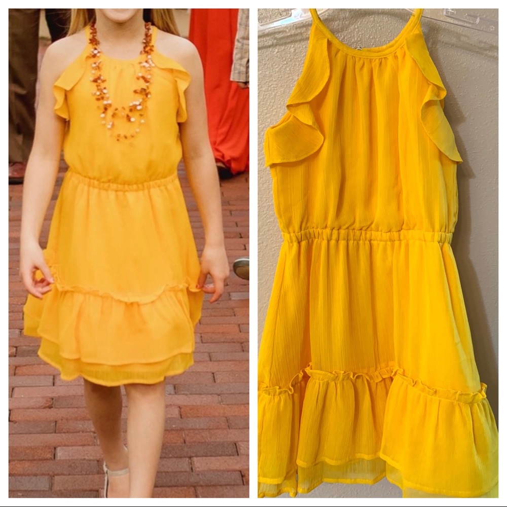 Janie and Jack girls flutter hem yellow dress